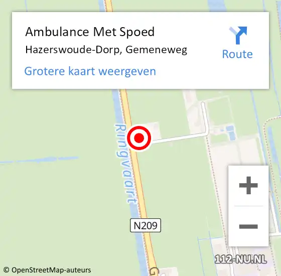 Locatie op kaart van de 112 melding: Ambulance Met Spoed Naar Hazerswoude-Dorp, Gemeneweg op 25 juni 2023 08:41