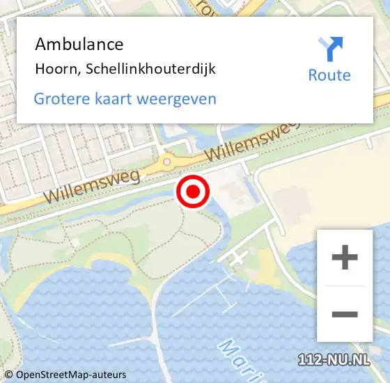 Locatie op kaart van de 112 melding: Ambulance Hoorn, Schellinkhouterdijk op 25 juni 2023 09:02