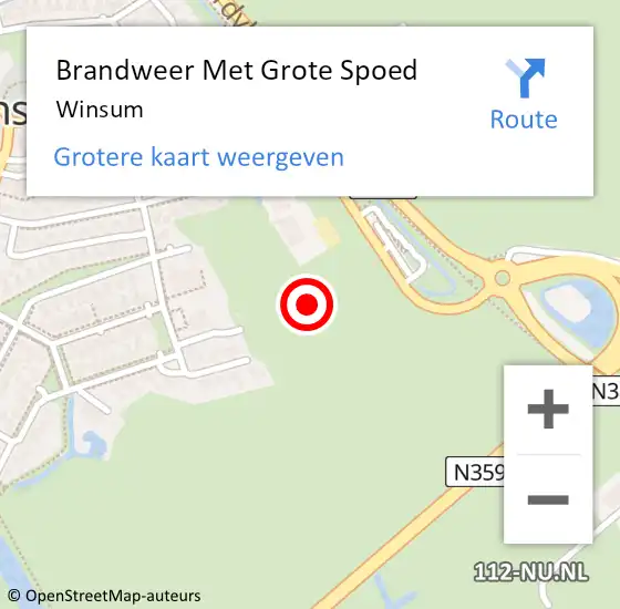 Locatie op kaart van de 112 melding: Brandweer Met Grote Spoed Naar Winsum op 25 juni 2023 09:17