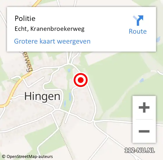 Locatie op kaart van de 112 melding: Politie Echt, Kranenbroekerweg op 25 juni 2023 09:23