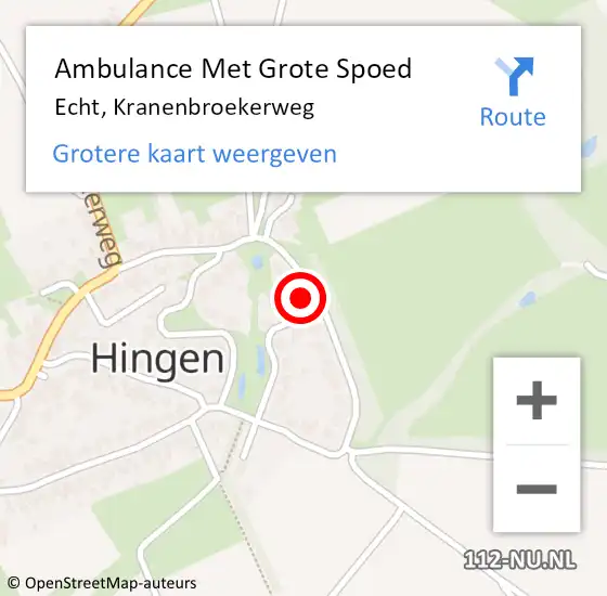 Locatie op kaart van de 112 melding: Ambulance Met Grote Spoed Naar Echt, Kranenbroekerweg op 25 juni 2023 09:24