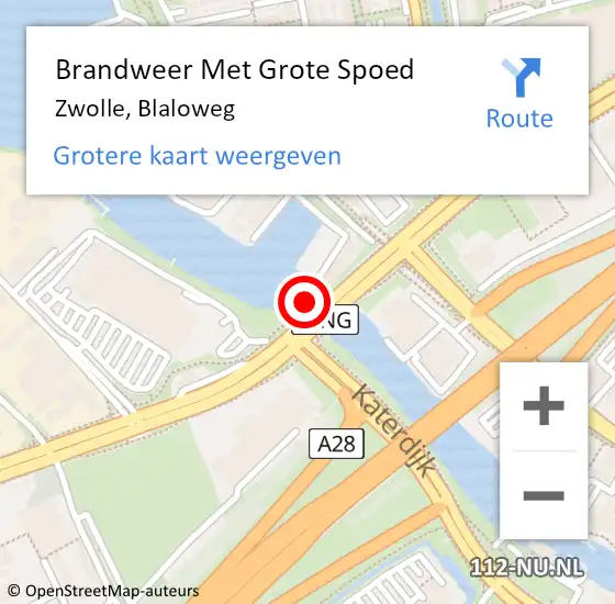 Locatie op kaart van de 112 melding: Brandweer Met Grote Spoed Naar Zwolle, Blaloweg op 25 juni 2023 09:53