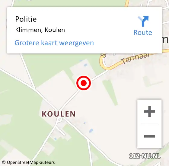 Locatie op kaart van de 112 melding: Politie Klimmen, Koulen op 25 juni 2023 09:54