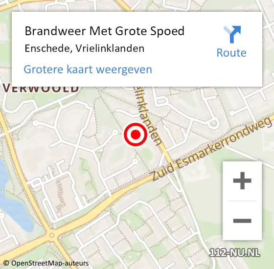 Locatie op kaart van de 112 melding: Brandweer Met Grote Spoed Naar Enschede, Vrielinklanden op 25 juni 2023 10:10