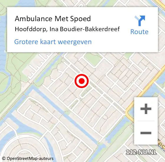 Locatie op kaart van de 112 melding: Ambulance Met Spoed Naar Hoofddorp, Ina Boudier-Bakkerdreef op 25 juni 2023 10:40