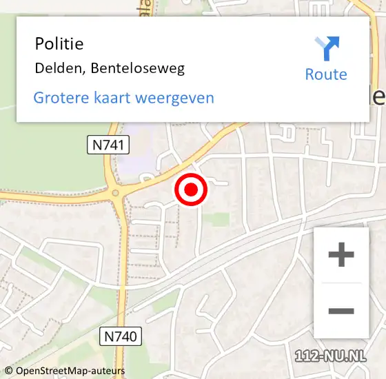 Locatie op kaart van de 112 melding: Politie Delden, Benteloseweg op 25 juni 2023 12:07