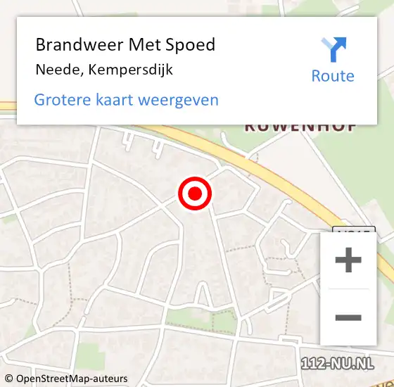 Locatie op kaart van de 112 melding: Brandweer Met Spoed Naar Neede, Kempersdijk op 25 juni 2023 12:15