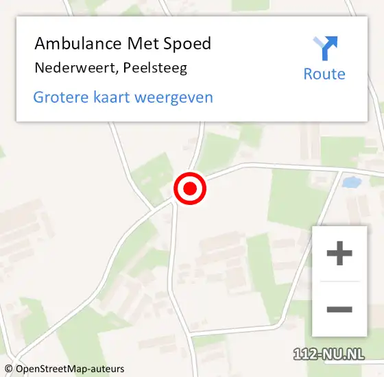 Locatie op kaart van de 112 melding: Ambulance Met Spoed Naar Nederweert, Peelsteeg op 25 juni 2023 12:17