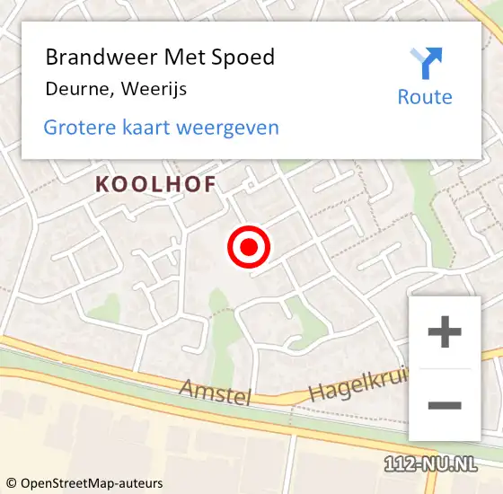 Locatie op kaart van de 112 melding: Brandweer Met Spoed Naar Deurne, Weerijs op 25 juni 2023 12:20