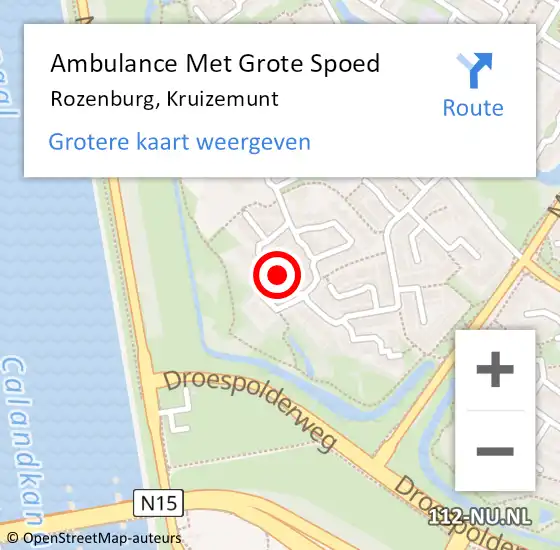 Locatie op kaart van de 112 melding: Ambulance Met Grote Spoed Naar Rozenburg, Kruizemunt op 25 juni 2023 12:35