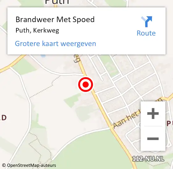 Locatie op kaart van de 112 melding: Brandweer Met Spoed Naar Puth, Kerkweg op 25 juni 2023 12:58