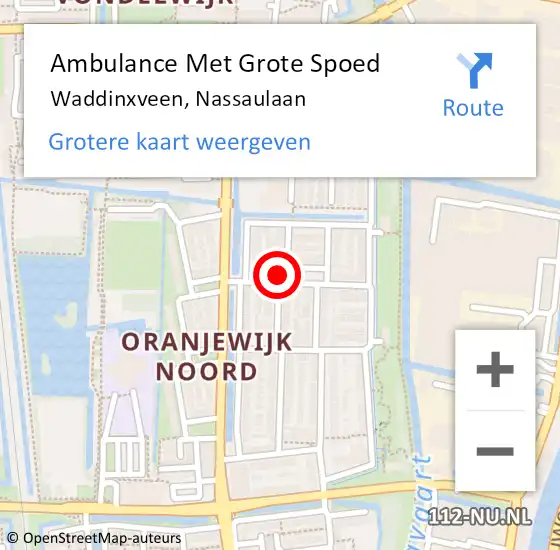 Locatie op kaart van de 112 melding: Ambulance Met Grote Spoed Naar Waddinxveen, Nassaulaan op 25 juni 2023 12:59