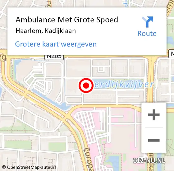 Locatie op kaart van de 112 melding: Ambulance Met Grote Spoed Naar Haarlem, Kadijklaan op 25 juni 2023 13:10