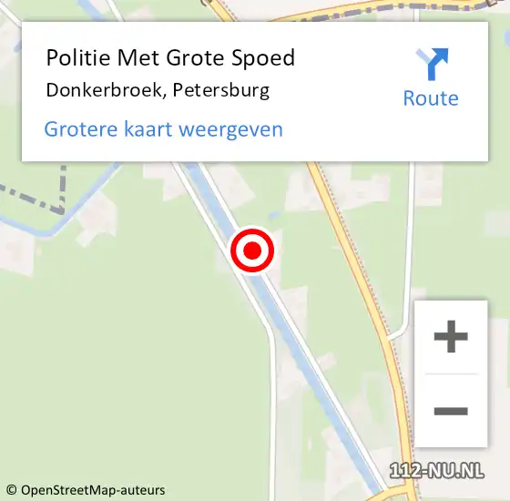 Locatie op kaart van de 112 melding: Politie Met Grote Spoed Naar Donkerbroek, Petersburg op 25 juni 2023 13:11