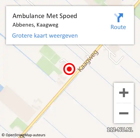 Locatie op kaart van de 112 melding: Ambulance Met Spoed Naar Abbenes, Kaagweg op 25 juni 2023 13:29