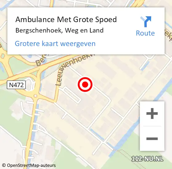 Locatie op kaart van de 112 melding: Ambulance Met Grote Spoed Naar Bergschenhoek, Weg en Land op 25 juni 2023 13:36