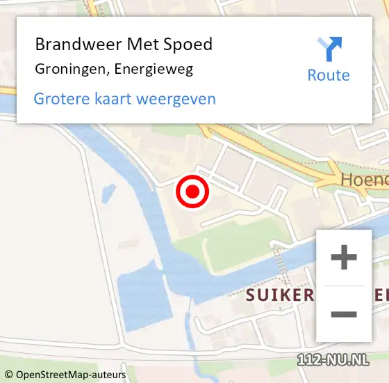 Locatie op kaart van de 112 melding: Brandweer Met Spoed Naar Groningen, Energieweg op 25 juni 2023 13:46