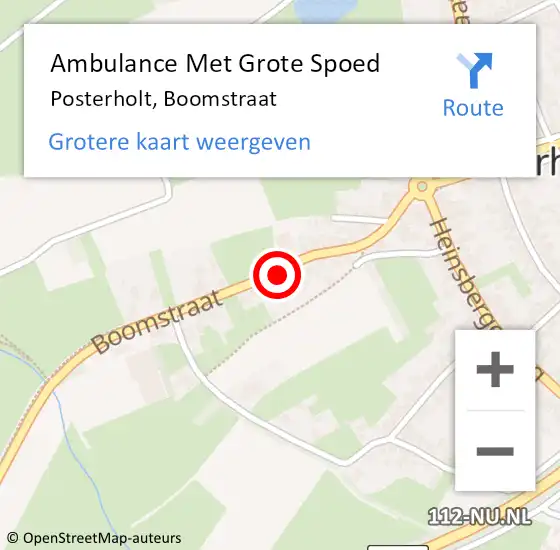 Locatie op kaart van de 112 melding: Ambulance Met Grote Spoed Naar Posterholt, Boomstraat op 25 juni 2023 13:47