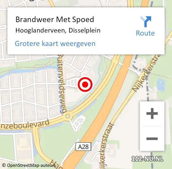 Locatie op kaart van de 112 melding: Brandweer Met Spoed Naar Hooglanderveen, Disselplein op 25 juni 2023 13:51