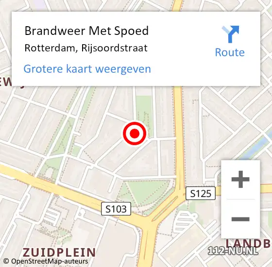 Locatie op kaart van de 112 melding: Brandweer Met Spoed Naar Rotterdam, Rijsoordstraat op 25 juni 2023 13:56