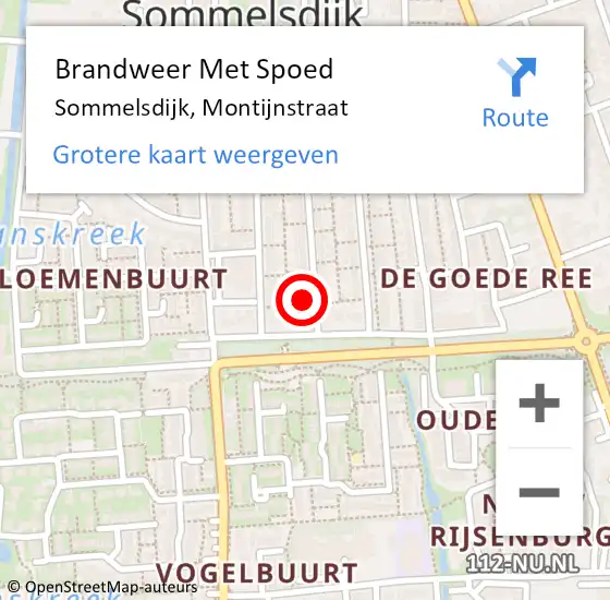 Locatie op kaart van de 112 melding: Brandweer Met Spoed Naar Sommelsdijk, Montijnstraat op 13 oktober 2013 08:03