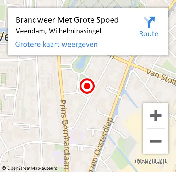 Locatie op kaart van de 112 melding: Brandweer Met Grote Spoed Naar Veendam, Wilhelminasingel op 25 juni 2023 14:07