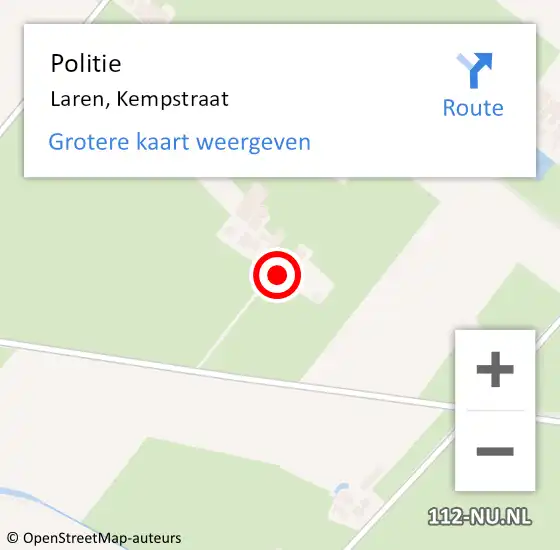 Locatie op kaart van de 112 melding: Politie Laren, Kempstraat op 25 juni 2023 14:08