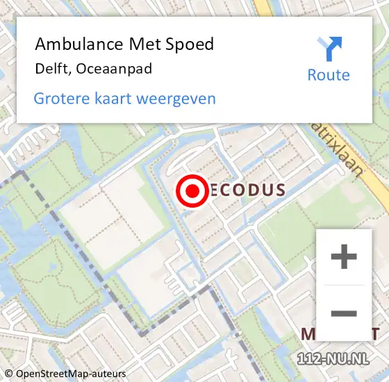 Locatie op kaart van de 112 melding: Ambulance Met Spoed Naar Delft, Oceaanpad op 25 juni 2023 14:16