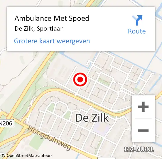 Locatie op kaart van de 112 melding: Ambulance Met Spoed Naar De Zilk, Sportlaan op 25 juni 2023 14:17