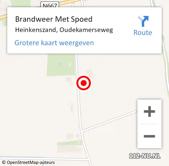 Locatie op kaart van de 112 melding: Brandweer Met Spoed Naar Heinkenszand, Oudekamerseweg op 25 juni 2023 14:26