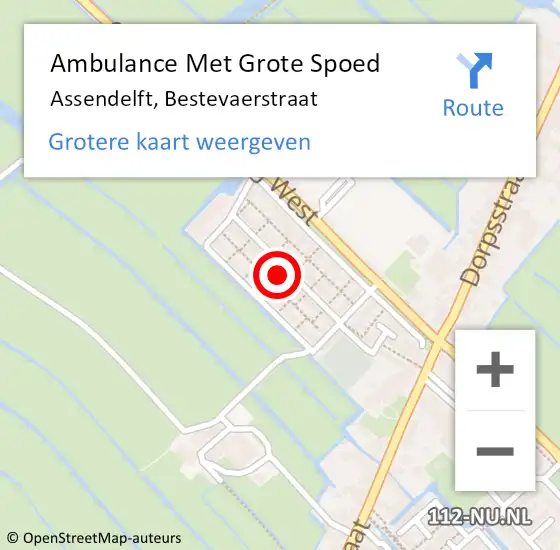 Locatie op kaart van de 112 melding: Ambulance Met Grote Spoed Naar Assendelft, Bestevaerstraat op 25 juni 2023 14:34