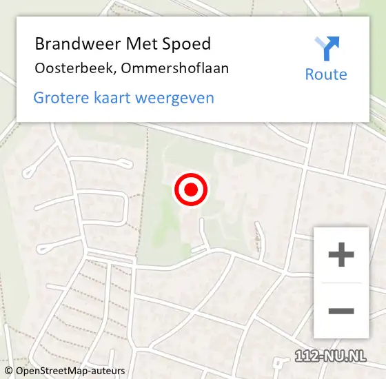 Locatie op kaart van de 112 melding: Brandweer Met Spoed Naar Oosterbeek, Ommershoflaan op 25 juni 2023 14:41