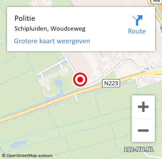 Locatie op kaart van de 112 melding: Politie Schipluiden, Woudseweg op 25 juni 2023 14:55