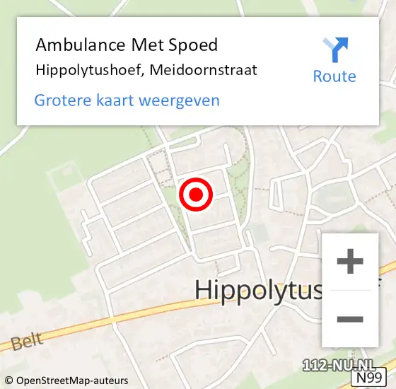 Locatie op kaart van de 112 melding: Ambulance Met Spoed Naar Hippolytushoef, Meidoornstraat op 25 juni 2023 15:19