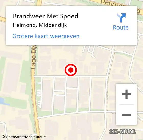 Locatie op kaart van de 112 melding: Brandweer Met Spoed Naar Helmond, Middendijk op 25 juni 2023 15:21