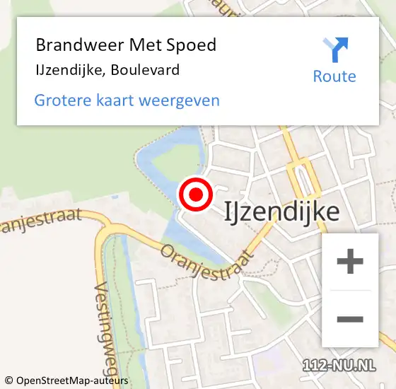 Locatie op kaart van de 112 melding: Brandweer Met Spoed Naar IJzendijke, Boulevard op 25 juni 2023 15:26