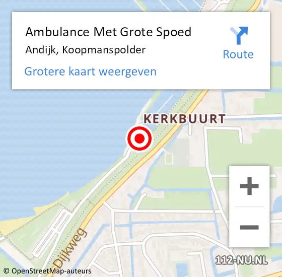 Locatie op kaart van de 112 melding: Ambulance Met Grote Spoed Naar Andijk, Koopmanspolder op 25 juni 2023 15:31