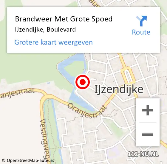 Locatie op kaart van de 112 melding: Brandweer Met Grote Spoed Naar IJzendijke, Boulevard op 25 juni 2023 15:32