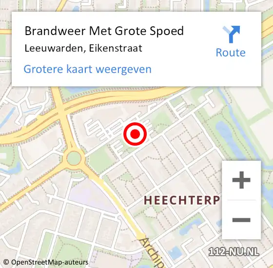 Locatie op kaart van de 112 melding: Brandweer Met Grote Spoed Naar Leeuwarden, Eikenstraat op 25 juni 2023 15:35