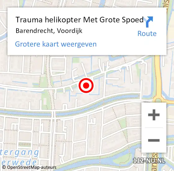 Locatie op kaart van de 112 melding: Trauma helikopter Met Grote Spoed Naar Barendrecht, Voordijk op 25 juni 2023 15:41