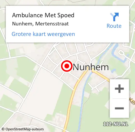 Locatie op kaart van de 112 melding: Ambulance Met Spoed Naar Nunhem, Mertensstraat op 30 augustus 2014 11:14