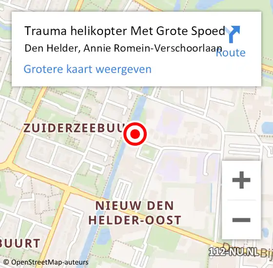 Locatie op kaart van de 112 melding: Trauma helikopter Met Grote Spoed Naar Den Helder, Annie Romein-Verschoorlaan op 25 juni 2023 16:06