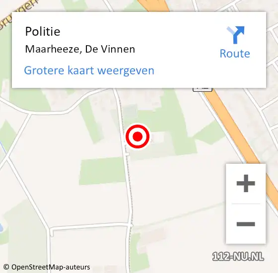 Locatie op kaart van de 112 melding: Politie Maarheeze, De Vinnen op 25 juni 2023 16:08