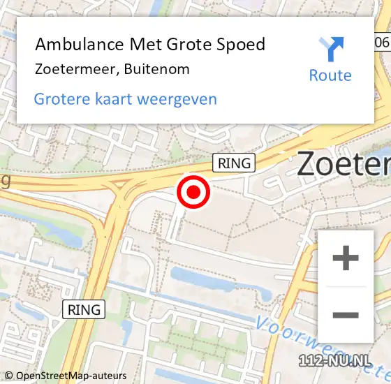 Locatie op kaart van de 112 melding: Ambulance Met Grote Spoed Naar Zoetermeer, Buitenom op 25 juni 2023 16:31