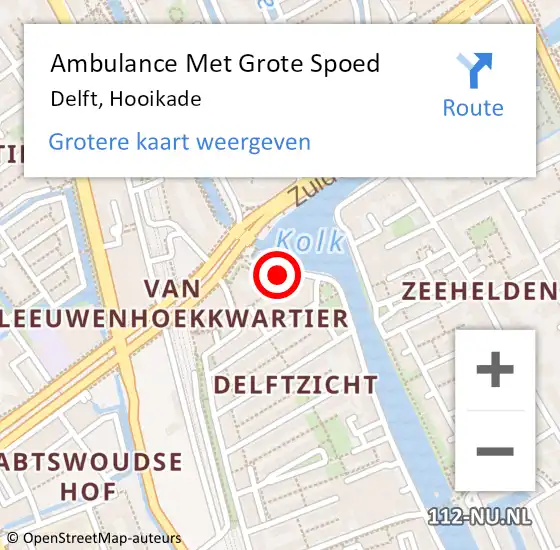 Locatie op kaart van de 112 melding: Ambulance Met Grote Spoed Naar Delft, Hooikade op 25 juni 2023 16:43