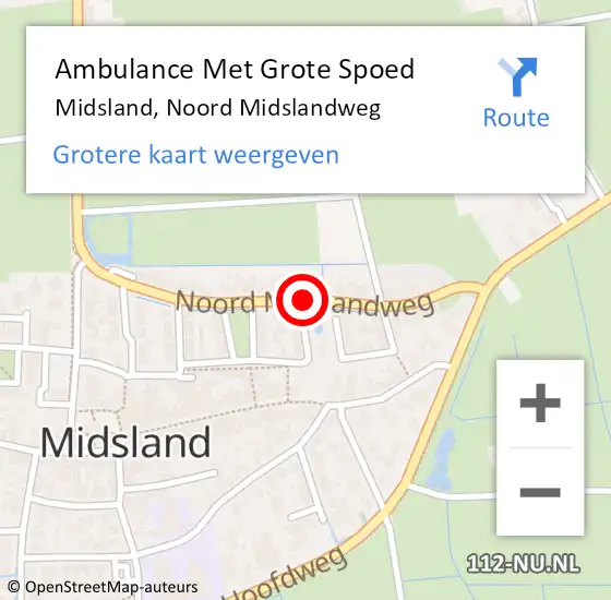 Locatie op kaart van de 112 melding: Ambulance Met Grote Spoed Naar Midsland, Noord Midslandweg op 13 oktober 2013 08:05