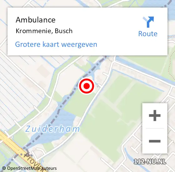 Locatie op kaart van de 112 melding: Ambulance Krommenie, Busch op 25 juni 2023 16:51