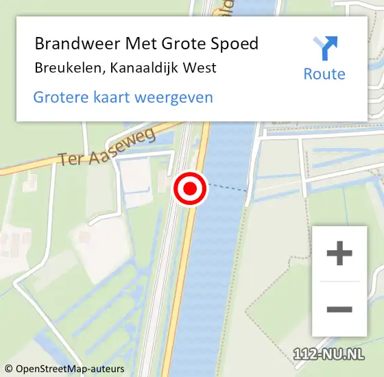 Locatie op kaart van de 112 melding: Brandweer Met Grote Spoed Naar Breukelen, Kanaaldijk West op 25 juni 2023 16:54