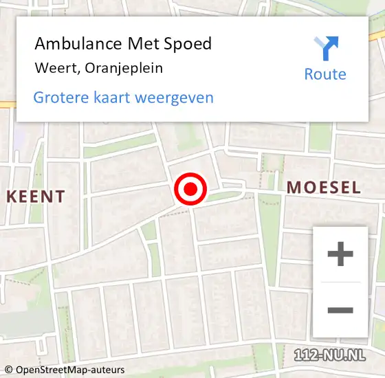 Locatie op kaart van de 112 melding: Ambulance Met Spoed Naar Weert, Oranjeplein op 25 juni 2023 17:03