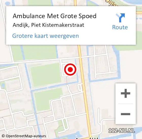 Locatie op kaart van de 112 melding: Ambulance Met Grote Spoed Naar Andijk, Piet Kistemakerstraat op 25 juni 2023 17:13